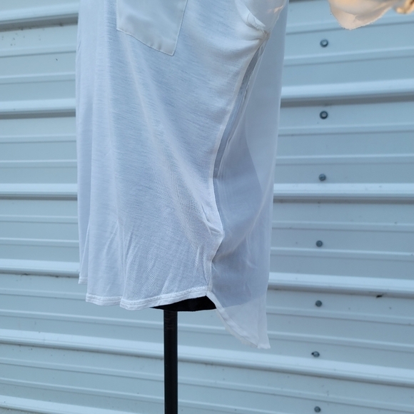 Mine Women's Long Sleeve Blouse Button Down Shirt Top Pockets Size L Solid White - Picture 3 of 9